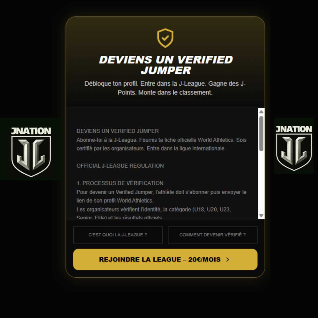 J-Nation “verified jumper” membership card with a gold border