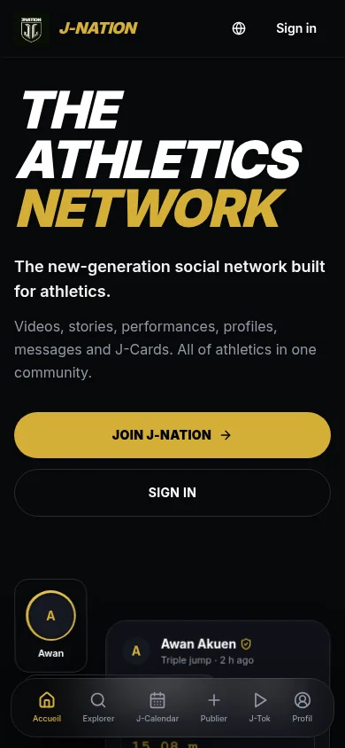 The J-Nation website on mobile