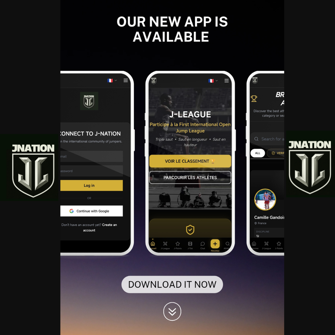 The J-Nation app shown on three phones