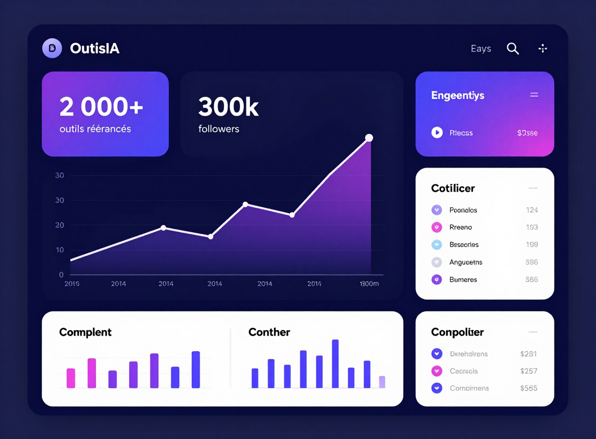 OutilsIA analytics dashboard with growth statistics